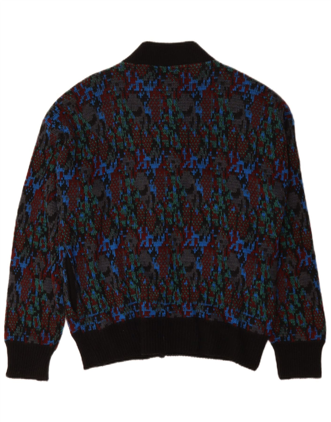 Pulover Cardigan Vintage pentru bărbați cu model abstract, lână medie multicoloră