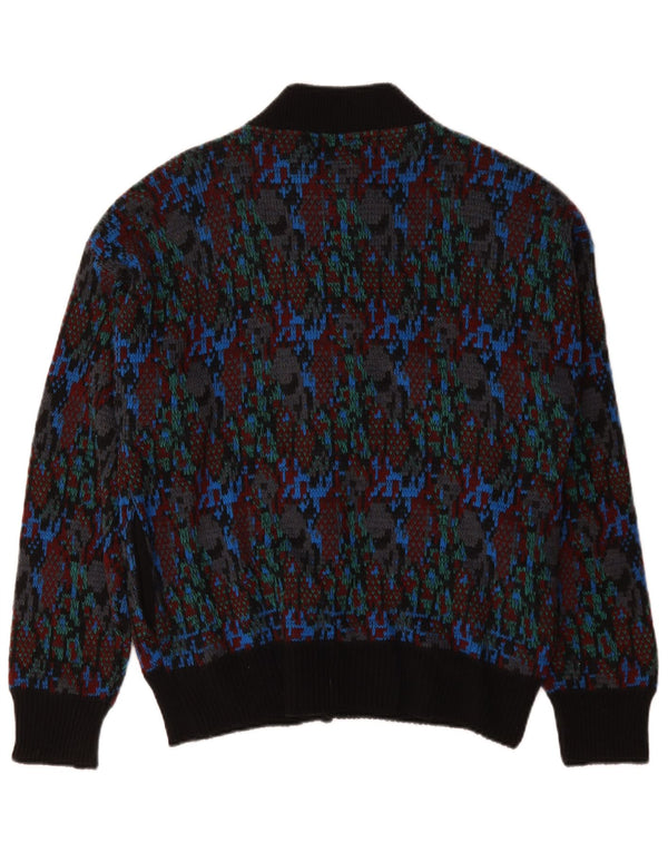 Pulover Cardigan Vintage pentru bărbați cu model abstract, lână medie multicoloră
