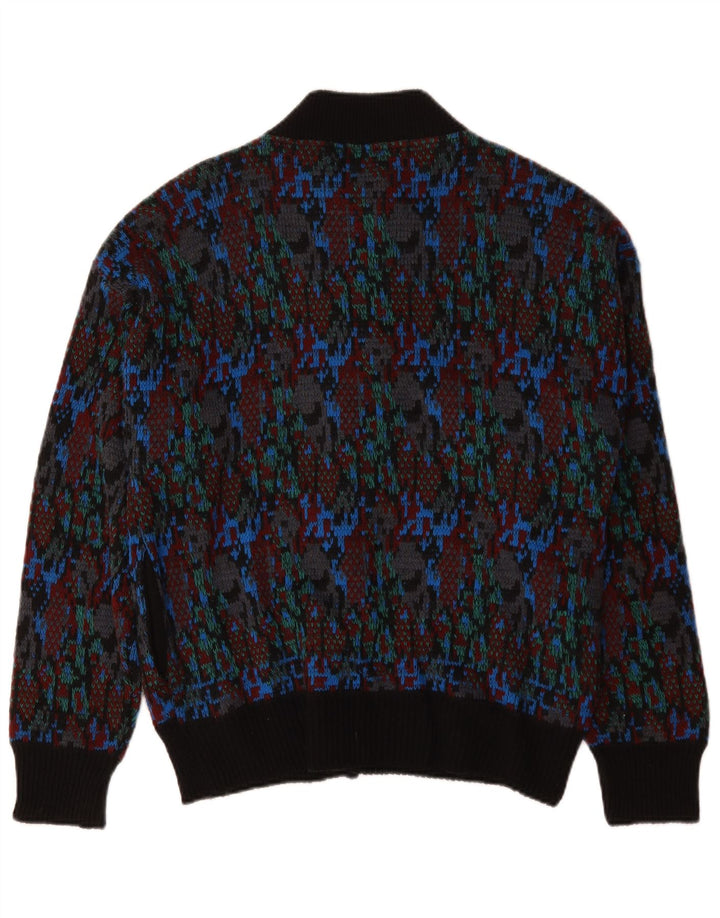 Pulover Cardigan Vintage pentru bărbați cu model abstract, lână medie multicoloră