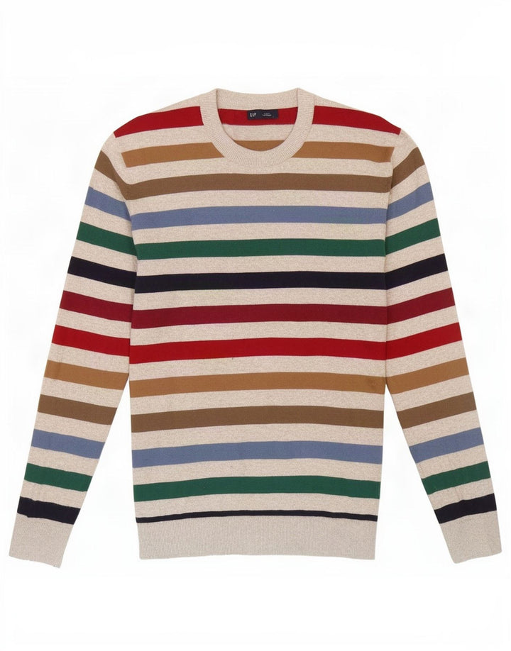 Pulover pentru bărbați Gap cu gât crew pulover mic din bumbac cu dungi multicolore