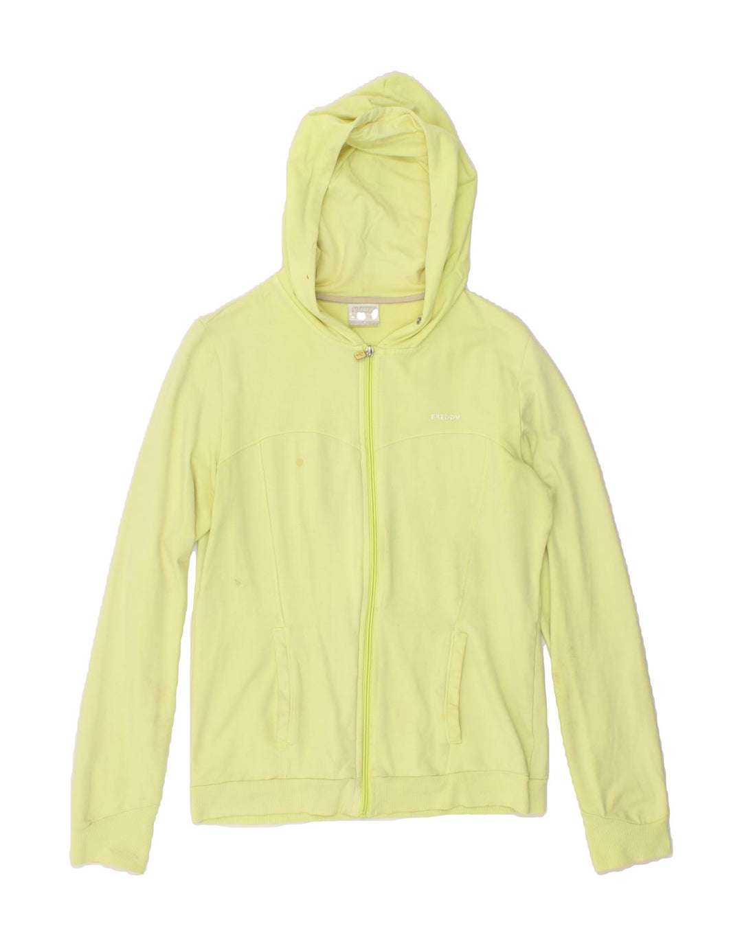 FREDDY Womens Zip Hoodie Sweater UK 10 Small Yellow Vintage Freddy and Second-Hand Freddy from Messina Hembry 