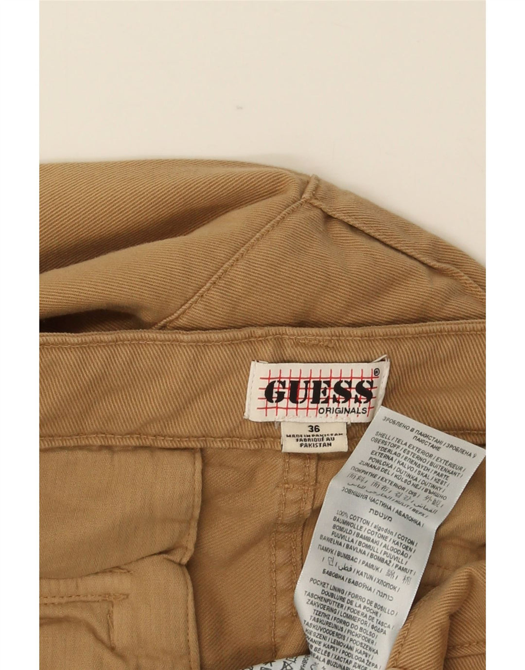Pantaloni cargo drepti pentru bărbați GUESS W36 L31 bumbac bej