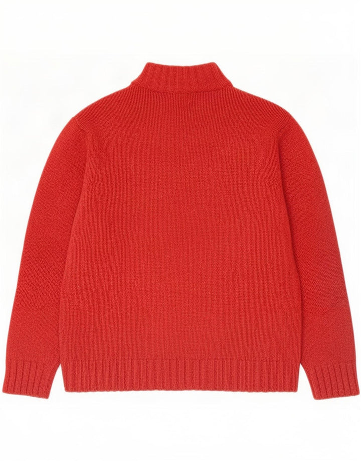 Pulover pentru bărbați Fred Perry, cu fermoar și gât, lână roșie mare