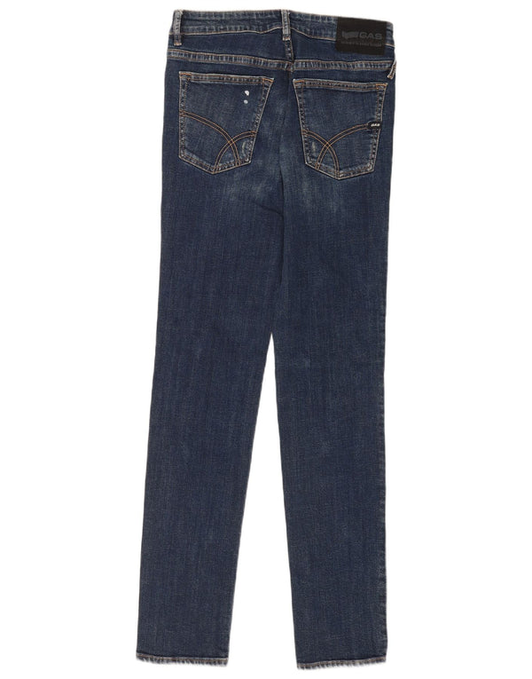 Blugi slim pentru bărbați Gas Slim Distressed W29 L34 Bumbac bleumarin