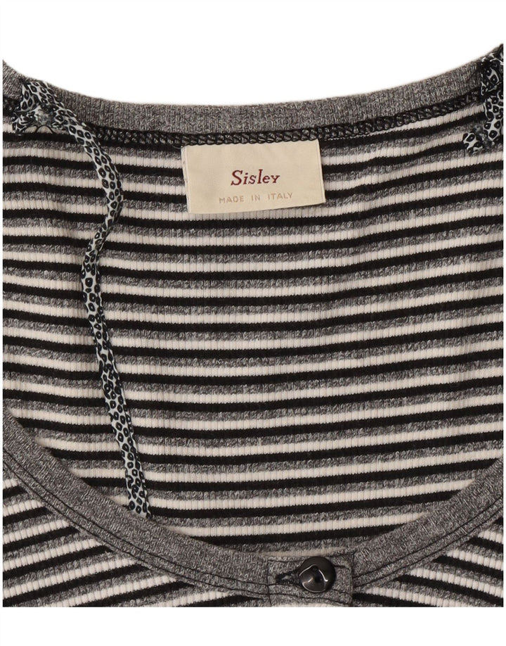 SISLEY Womens A-Line Dress UK 10 Small Grey Striped