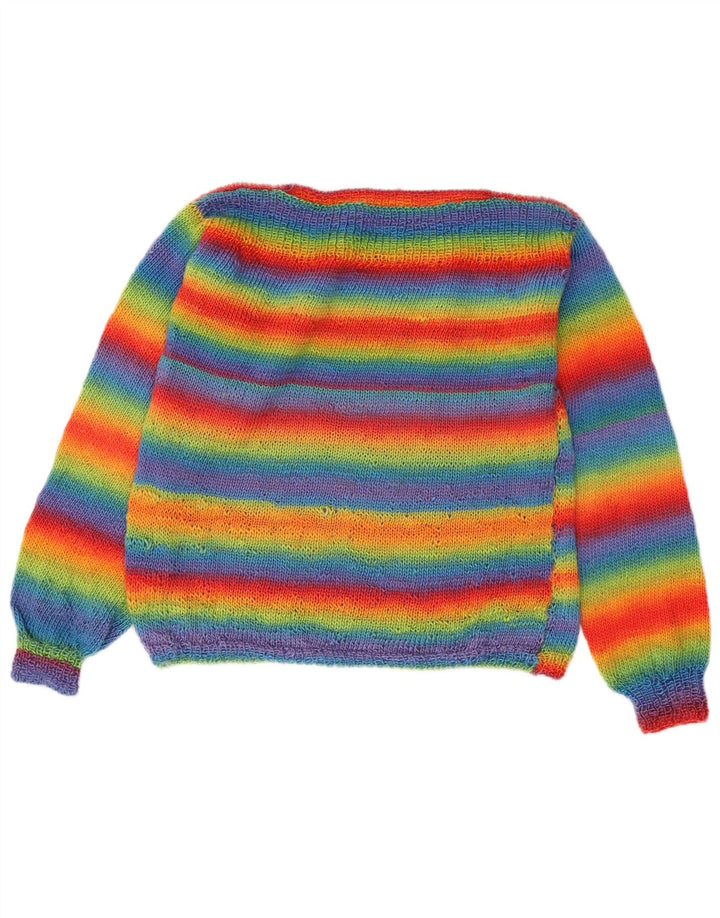 Pulover vintage pentru femei cu gât de barcă UK 14 Medium, multicolor, cu dungi