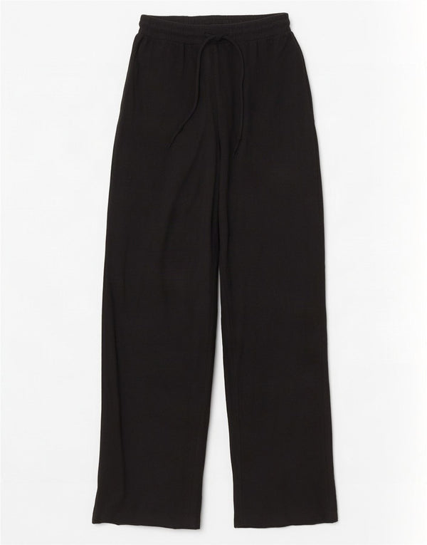 Pantaloni de trening Zara pentru femei cu picioare largi UK 8, bumbac negru mic