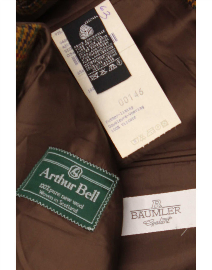 Baumler Jachetă Blazer pentru bărbați cu 2 nasturi IT 52 XL Brown Houndstooth New Wool