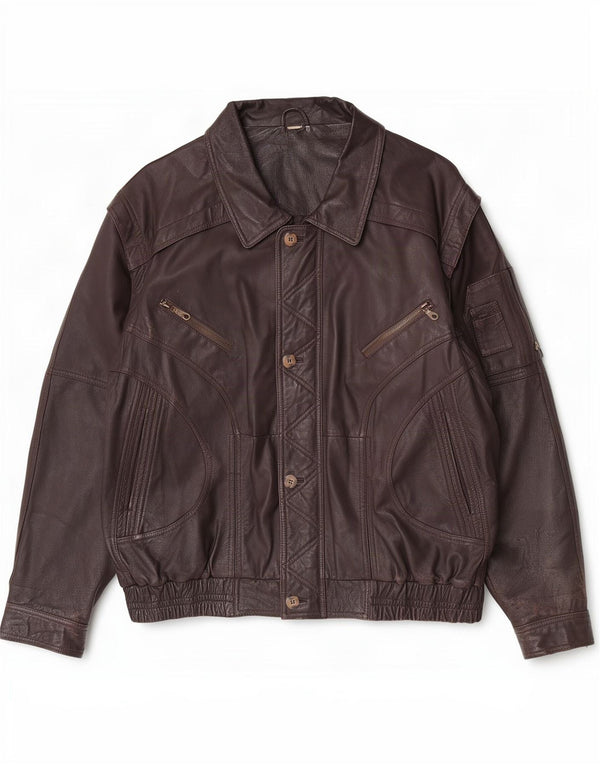 Jachetă de piele vintage pentru bărbați UK 42 XL maro
