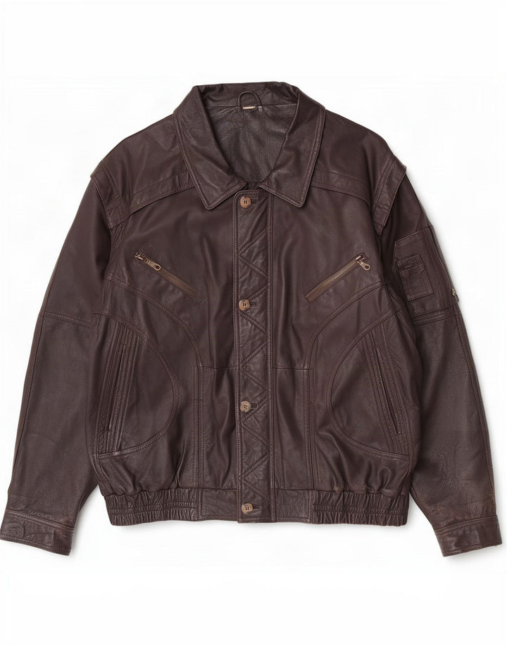 Jachetă de piele vintage pentru bărbați UK 42 XL maro