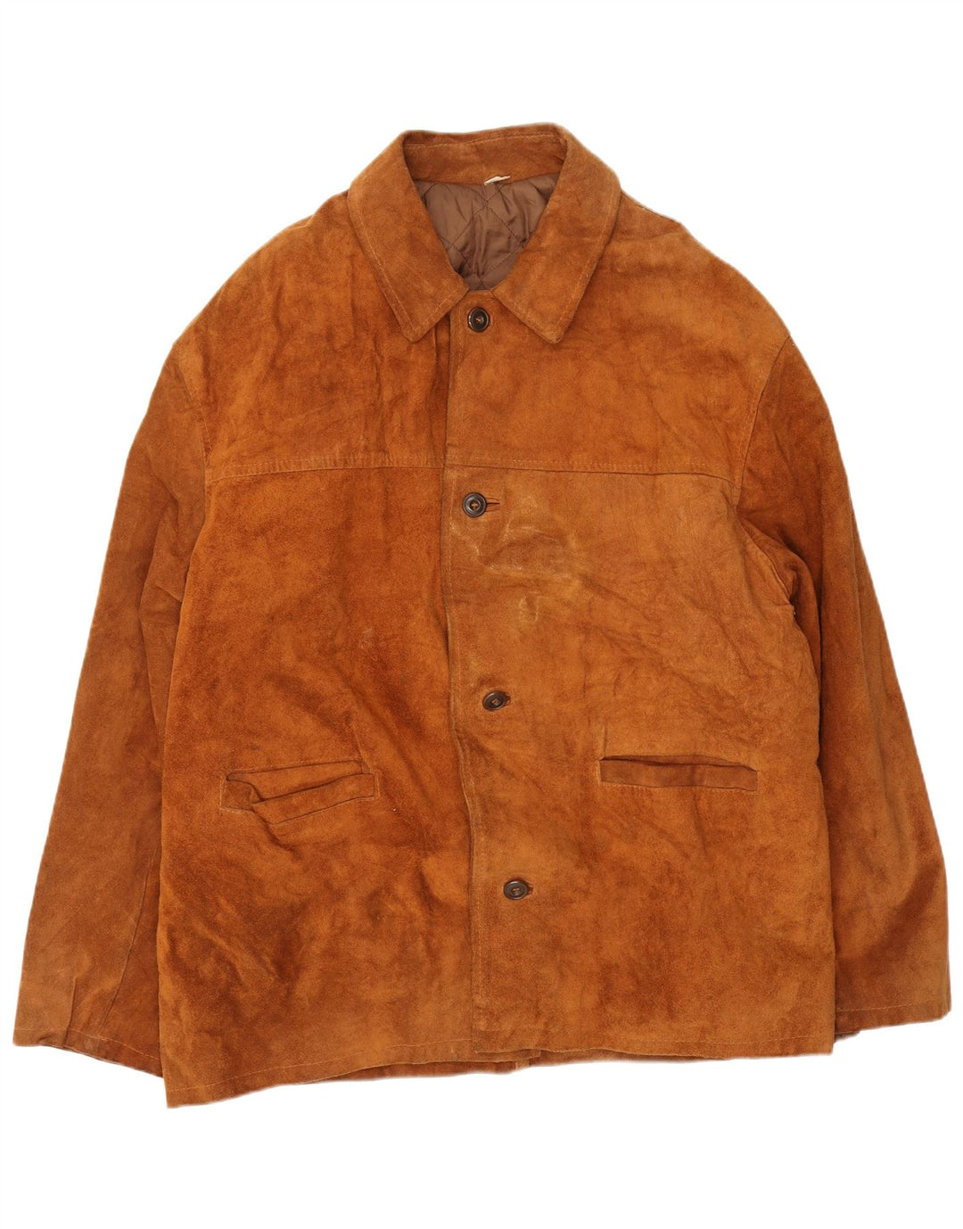 Jachetă vintage de piele intoarsa pentru femei UK 44 2XL maro