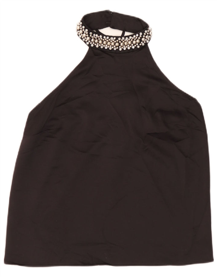Top Crop Halter pentru femei Lipsy UK 12 Poliester mediu negru
