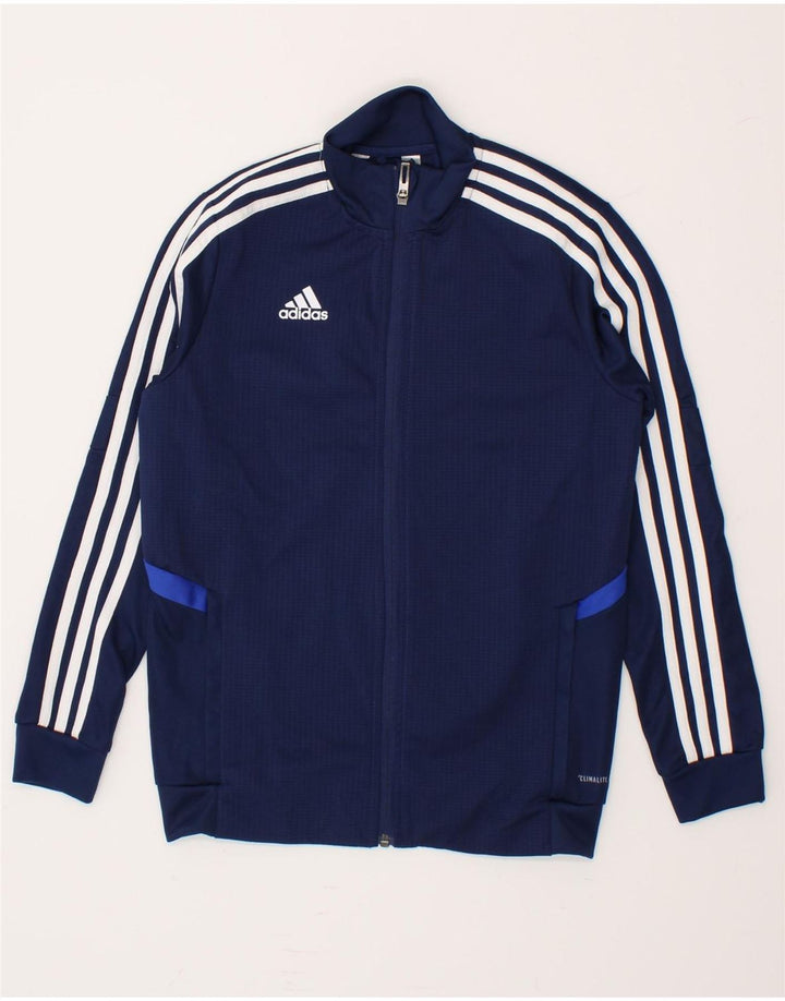 ADIDAS Boys Climalite Tracksuit Top Jacket 11-12 Years Navy Blue Polyester Vintage Adidas and Second-Hand Adidas from Messina Hembry 