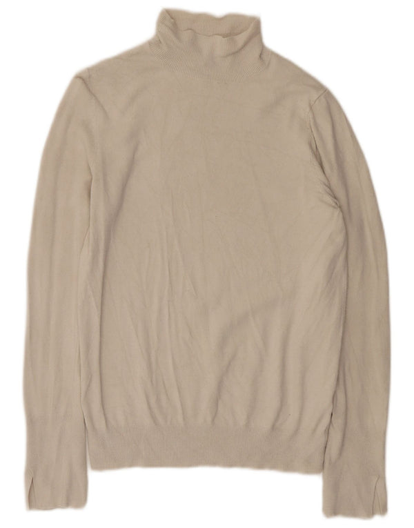 Pulover cu gât rulat Zara pentru femei UK 12 Medium White Viscose