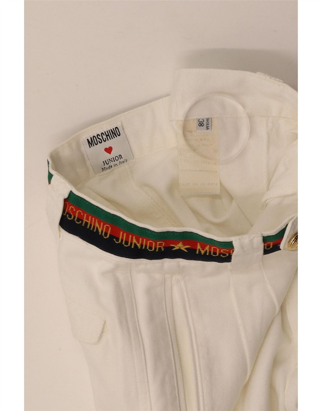 MOSCHINO Pantaloni de costum cu cule grafic pentru băieți 9-10 ani L24 L25 Bumbac alb