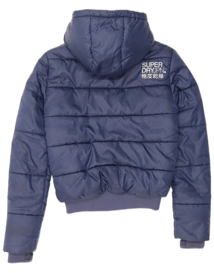 Jachetă căptușită cu glugă Superdry pentru femei UK 10 Small, bleumarin, poliester