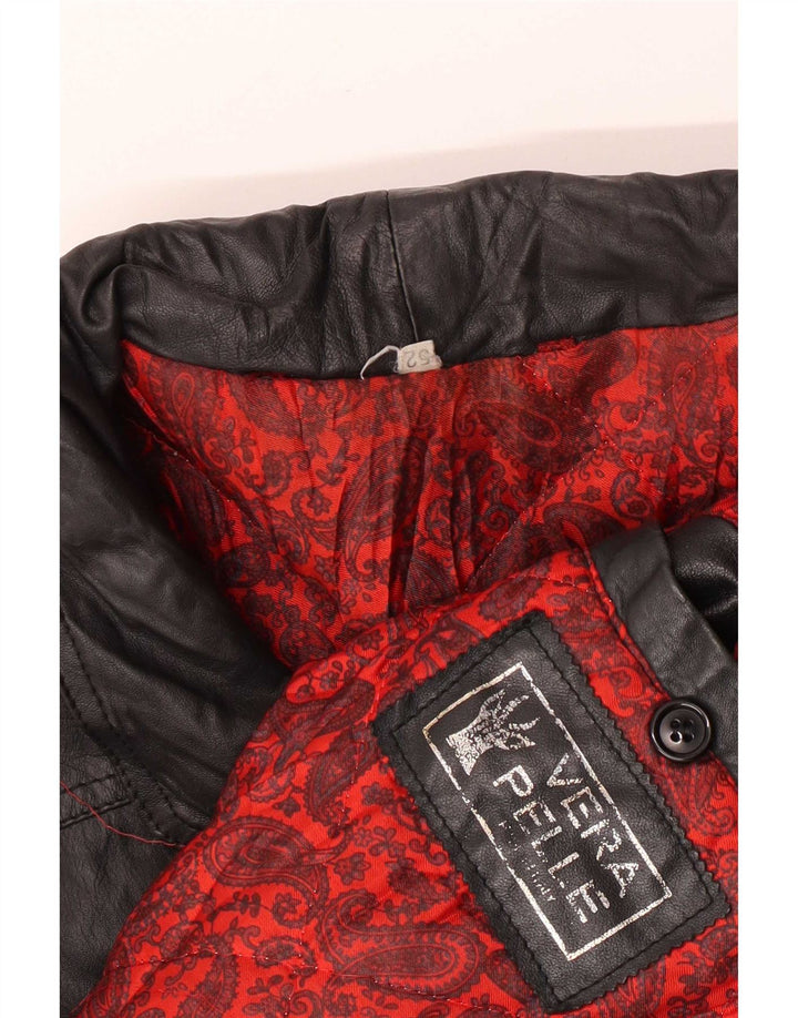 Jachetă de piele vintage pentru bărbați IT 52 XL neagră