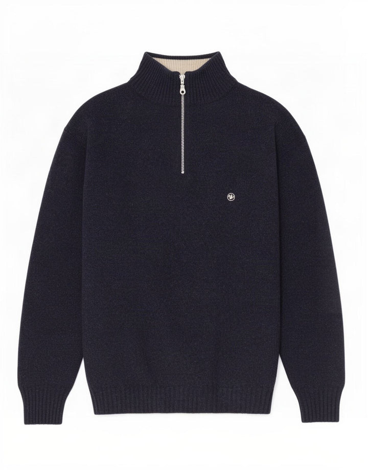 Pulover pentru bărbați Murphy & Nye, cu fermoar și gât, 2XL, lână bleumarin
