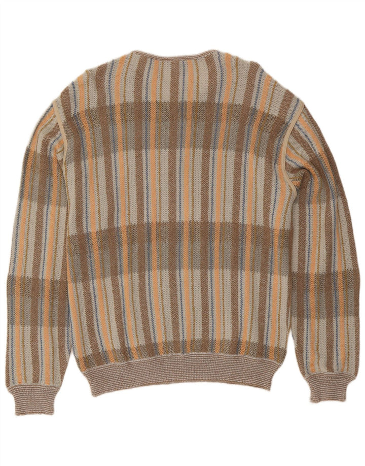 Pulover vintage pentru bărbați cu gât cu nasturi IT 54 XL bumbac cu carouri gri