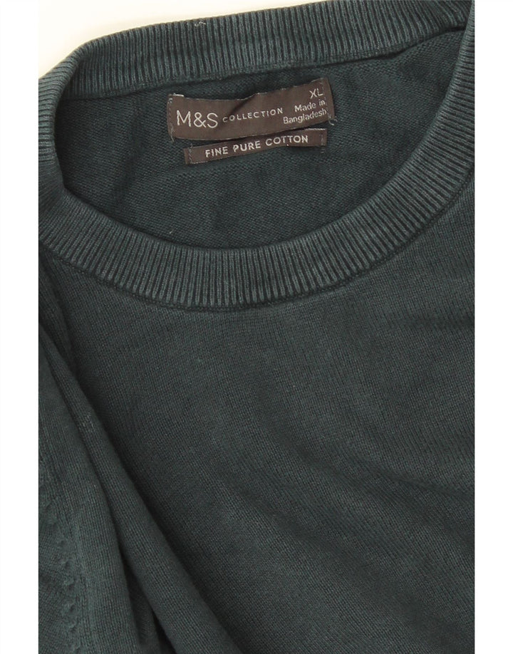 MARKS & SPENCER Pulover pentru bărbați cu gât crew pulover XL bumbac verde