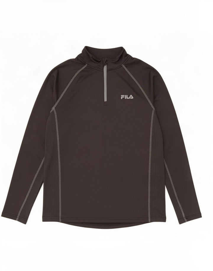 Trening Fila Mens Zip Neck Pullover Top Poliester mediu negru