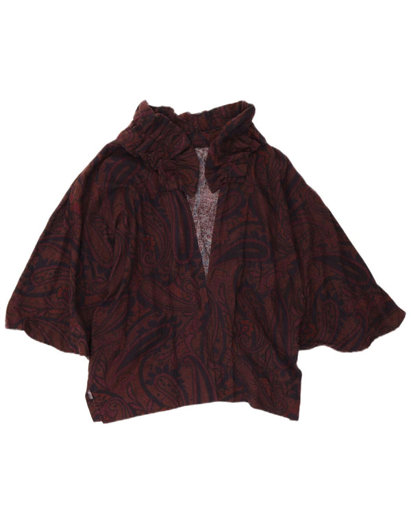 VINTAGE Top cardigan cu mâneci 3/4 pentru femei UK 16 Large Burgundy Paisley