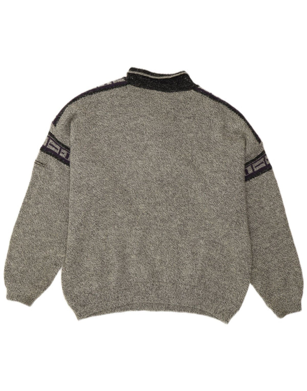 Pulover pentru bărbați Portobello, cu gât polo, XL, gri, geometric, acrilic, retro