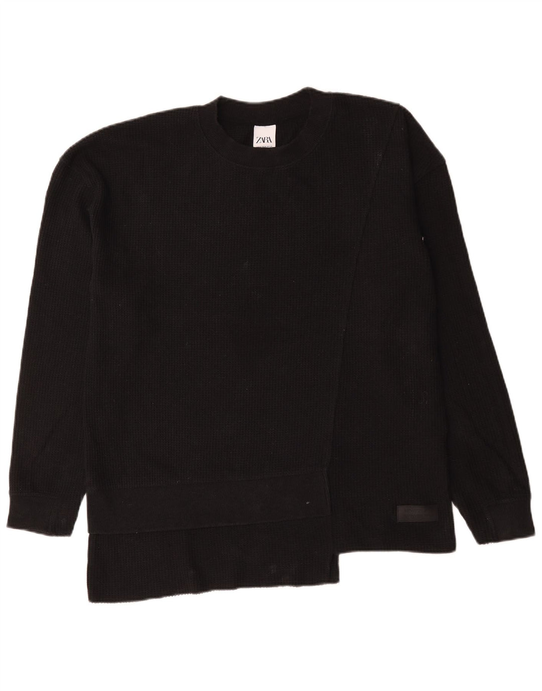 Pulover pentru bărbați Zara, cu gât crew, bumbac mediu negru