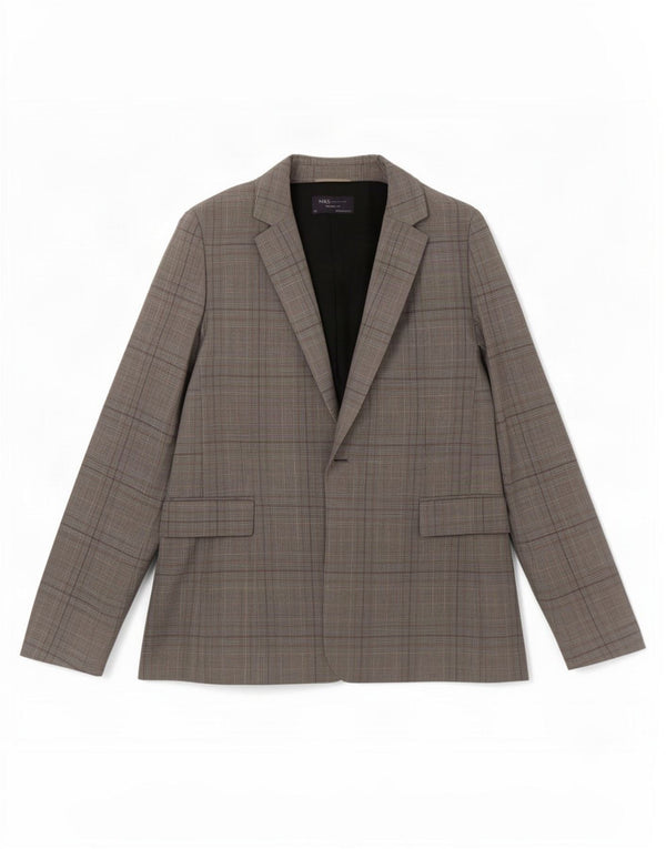 Marks & Spencer pentru femei Tailored Fit Blazer Jacket UK 24 4XL Gri Check