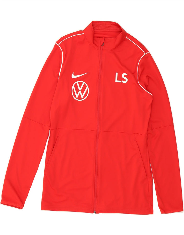 NIKE Mens Dri Fit Graphic Tracksuit Top Jacket Medium Red Polyester Vintage Nike and Second-Hand Nike from Messina Hembry 