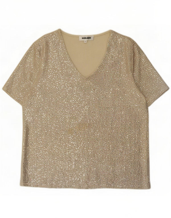 Gerard Womens Bluse Top UK 14 Large Gold Nylon