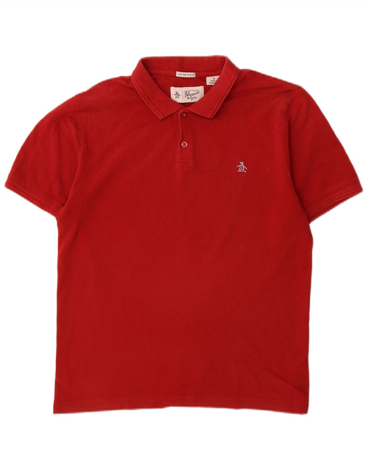Tricou polo pentru bărbați Penguin Heritage Slim Fit, bumbac roșu mediu