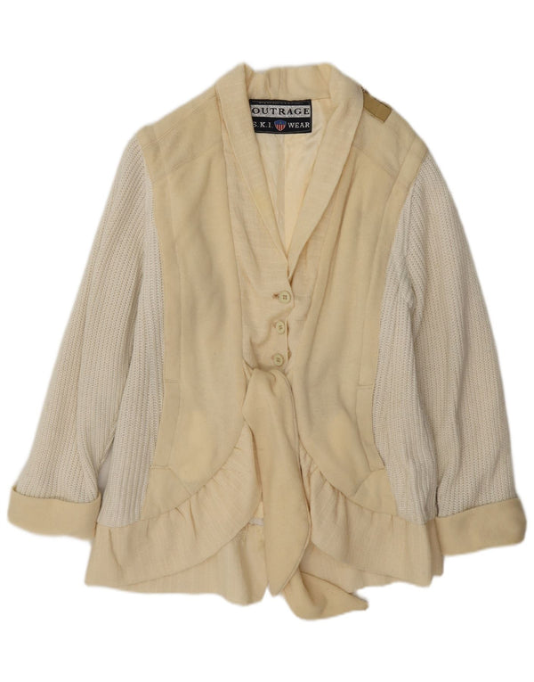 Jachetă Blazer pentru femei Outrage, tricot de schi, UK 14 Medium Off White Colorblock