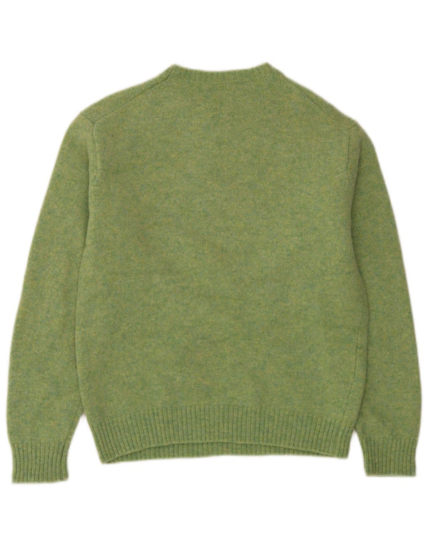 Pulover Benetton pentru damă cu gât roșu din lână verde mare UK 16