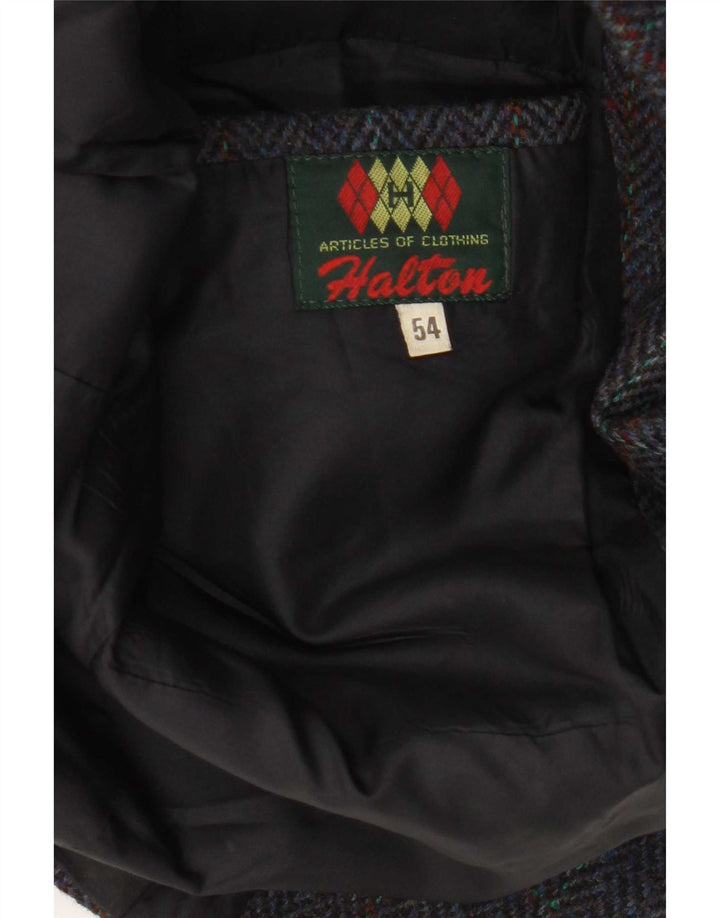 Jachetă vintage pentru bărbați cu 2 nasturi IT 54 2XL bleumarin picior de găină