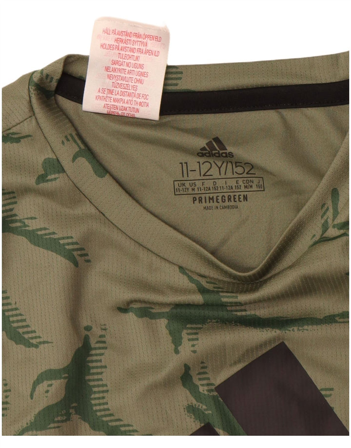 Tricou grafic ADIDAS pentru baieti Top 11-12 ani Poliester camuflaj verde