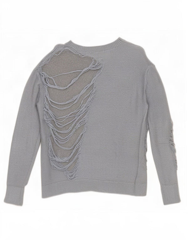 Pulover de damă Zara, învechit, supradimensionat, cu gât de barcă, UK 10 Small Blue