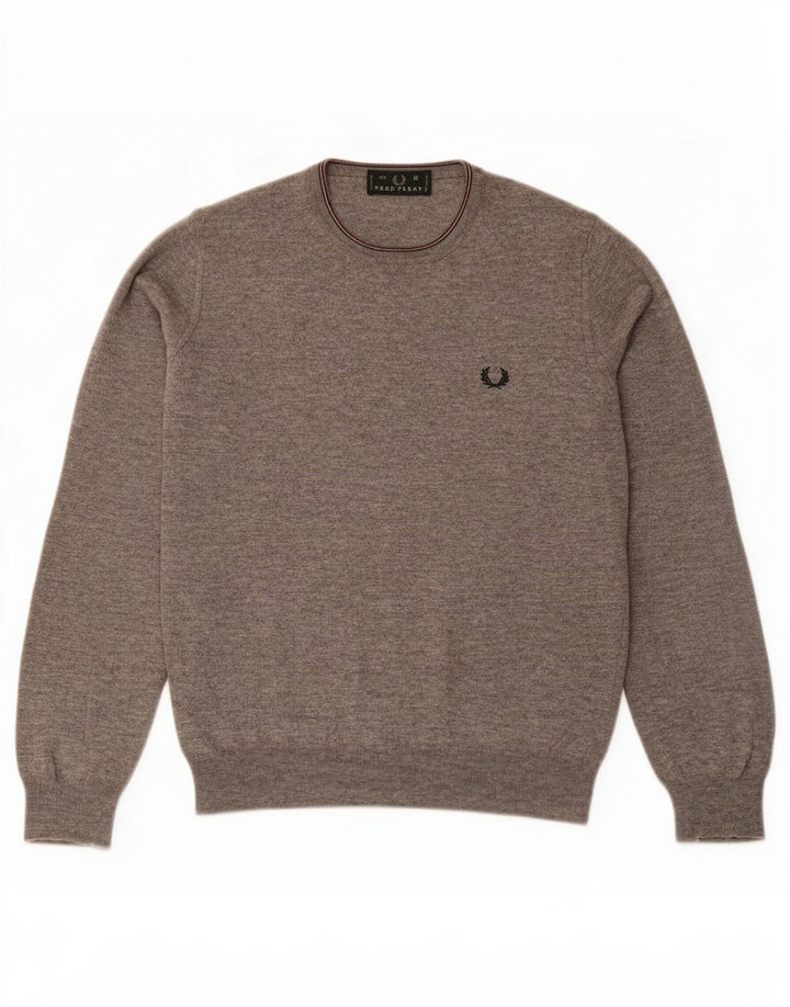 Pulover Fred Perry pentru bărbați, cu gât roșu, pete mediu gri