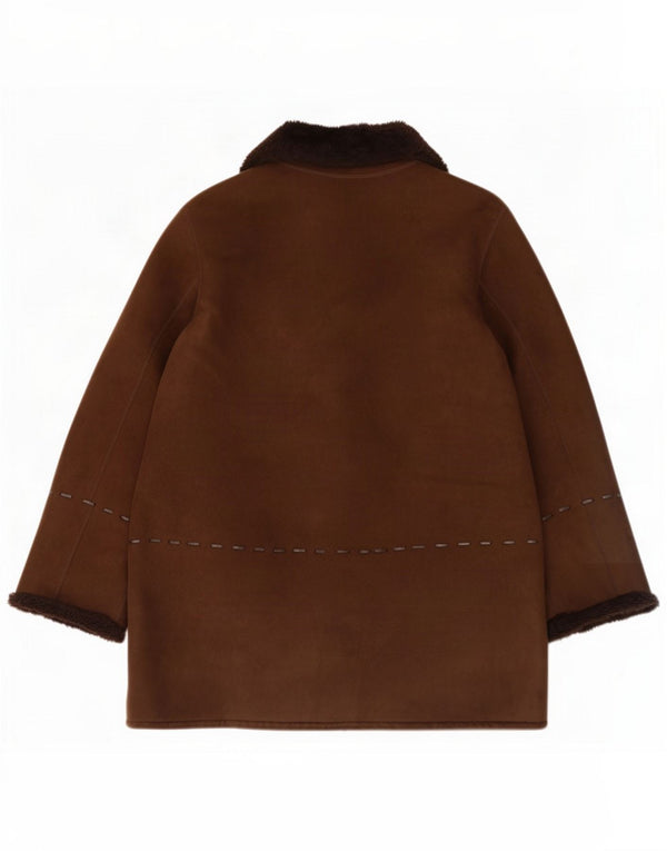 Blarney Woolen Mills Jachetă Sherpa pentru femei UK 14 Large Brown Acrylic