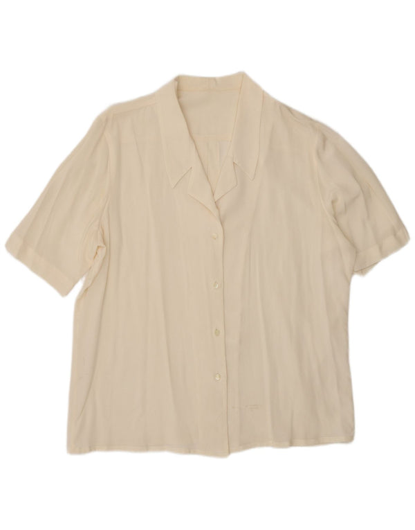 Bluză cămașă cu mânecă scurtă pentru femei vintage UK 18 XL alb