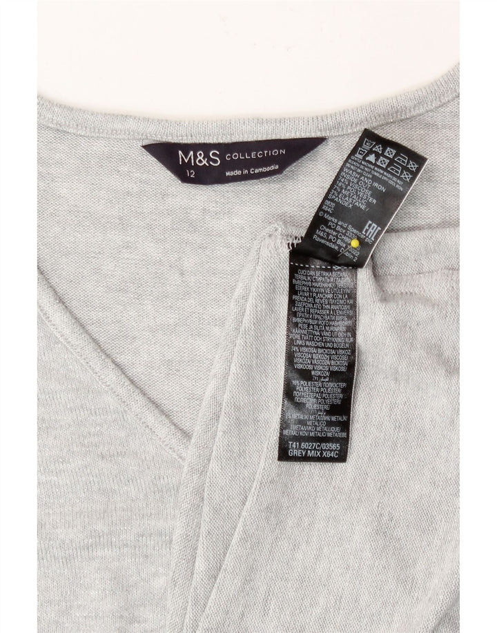 Marks & Spencer Top pentru femei cu mânecă lungă UK 12 Medium Gri Viscose