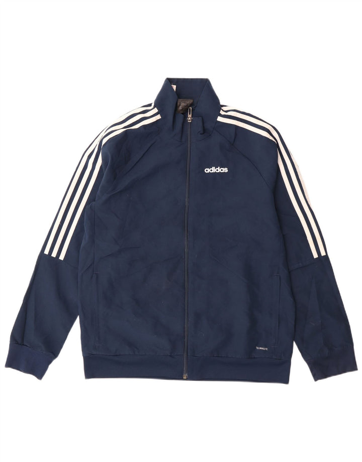 Jachetă Adidas Climalite pentru trening pentru băieți 13-14 ani, poliester, albastru bleumarin