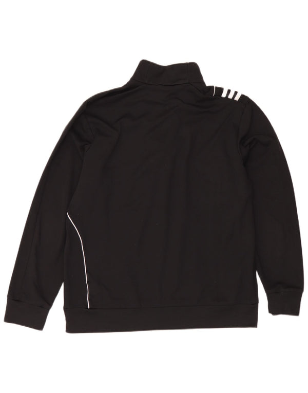 Pulover pentru bărbați Adidas, cu fermoar și gât, UK 42/44 Poliester negru mare