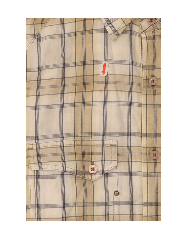 WRANGLER Mens Classic Slim Fit Shirt Medium Beige Check Cotton