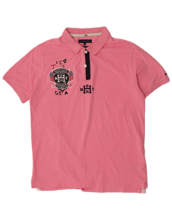 Cămașă polo Tommy Hilfiger pentru bărbați, slim fit, bumbac roz 2XL