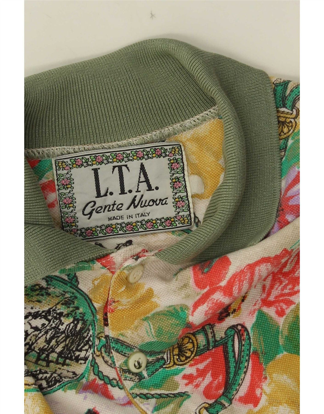 Tricou polo vintage pentru bărbați, mare, multicolor, floral