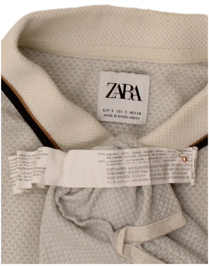 ZARA Mens Polo Shirt Small Grey Cotton