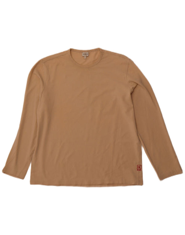 CALVIN KLEIN JEANS Top pentru femei cu mânecă lungă UK 18 XL bumbac bej