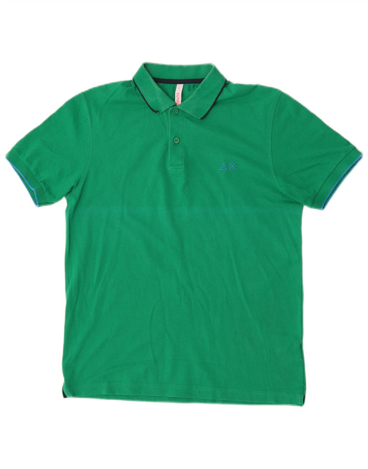 Tricou polo pentru bărbați Sun68, bumbac verde mediu