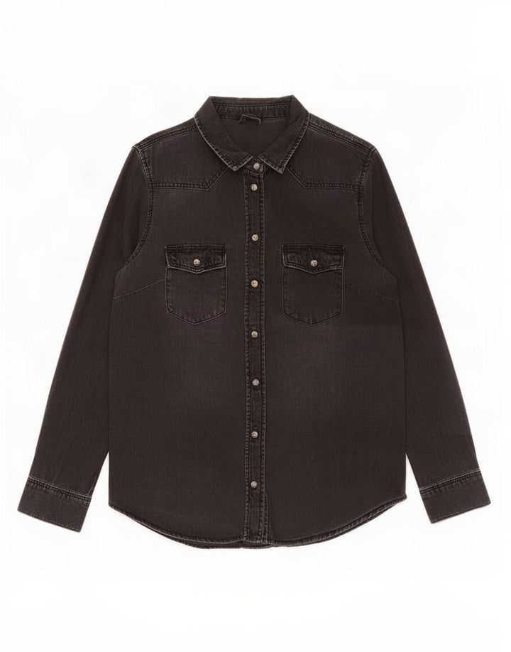 Cămașă de denim vintage pentru femei UK 14, gri mediu